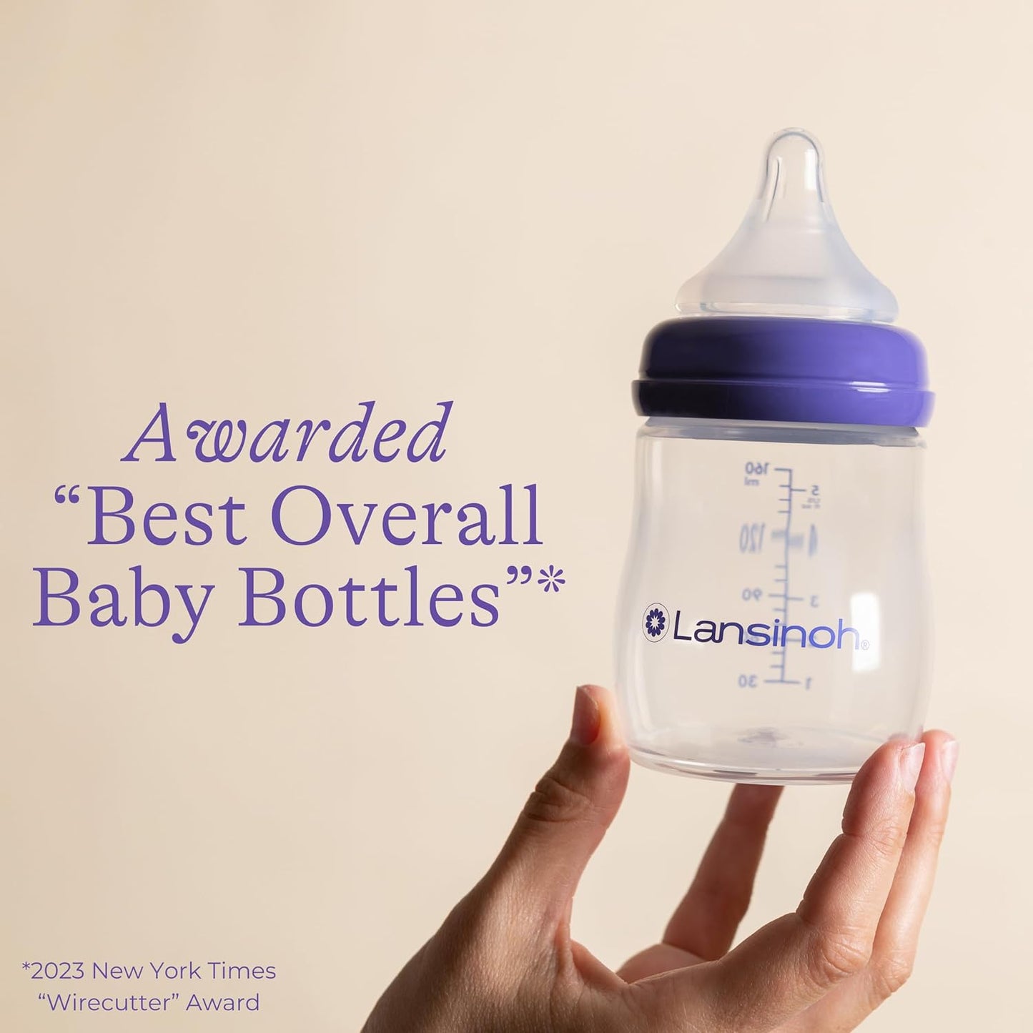 Anti-Colic Baby Bottles for Breastfeeding Babies, 5 Ounces, 3 Count, Includes 3 Slow Flow Nipples, Size S