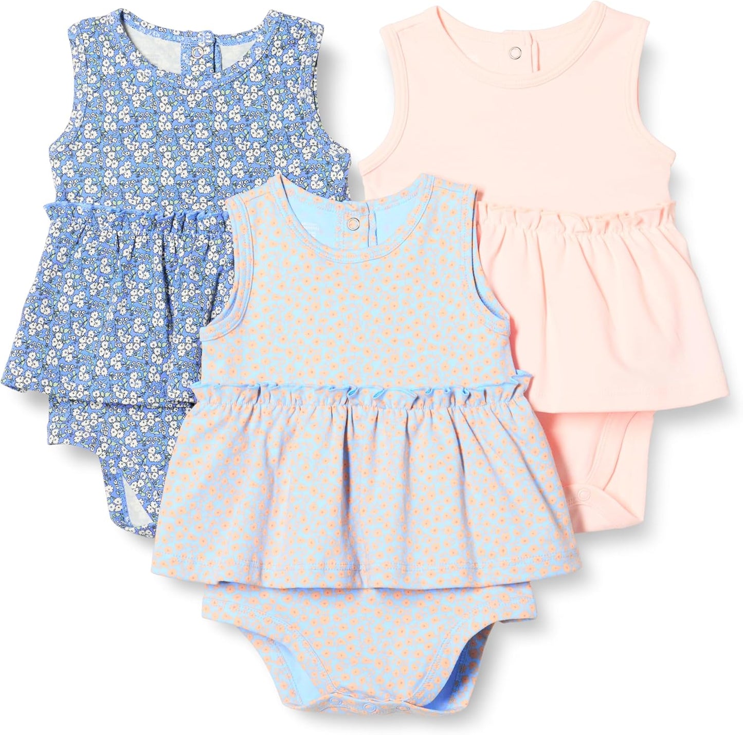 Baby Girls' Sleeveless Bodysuit Dress, Pack of 3