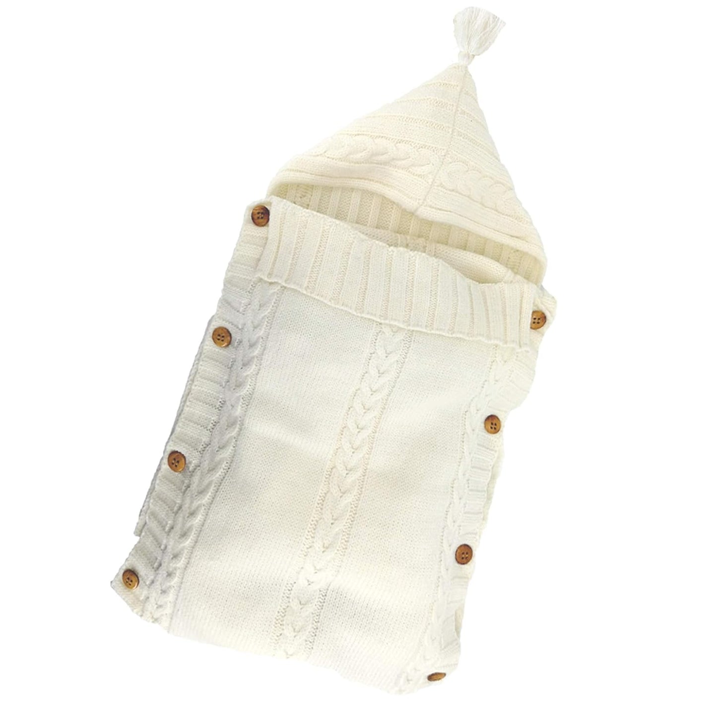 Newborn Baby Wrap Swaddle Blanket Knit Sleeping Bag Receiving Blankets Stroller Wrap for Baby (Beige) (0-6 Month)