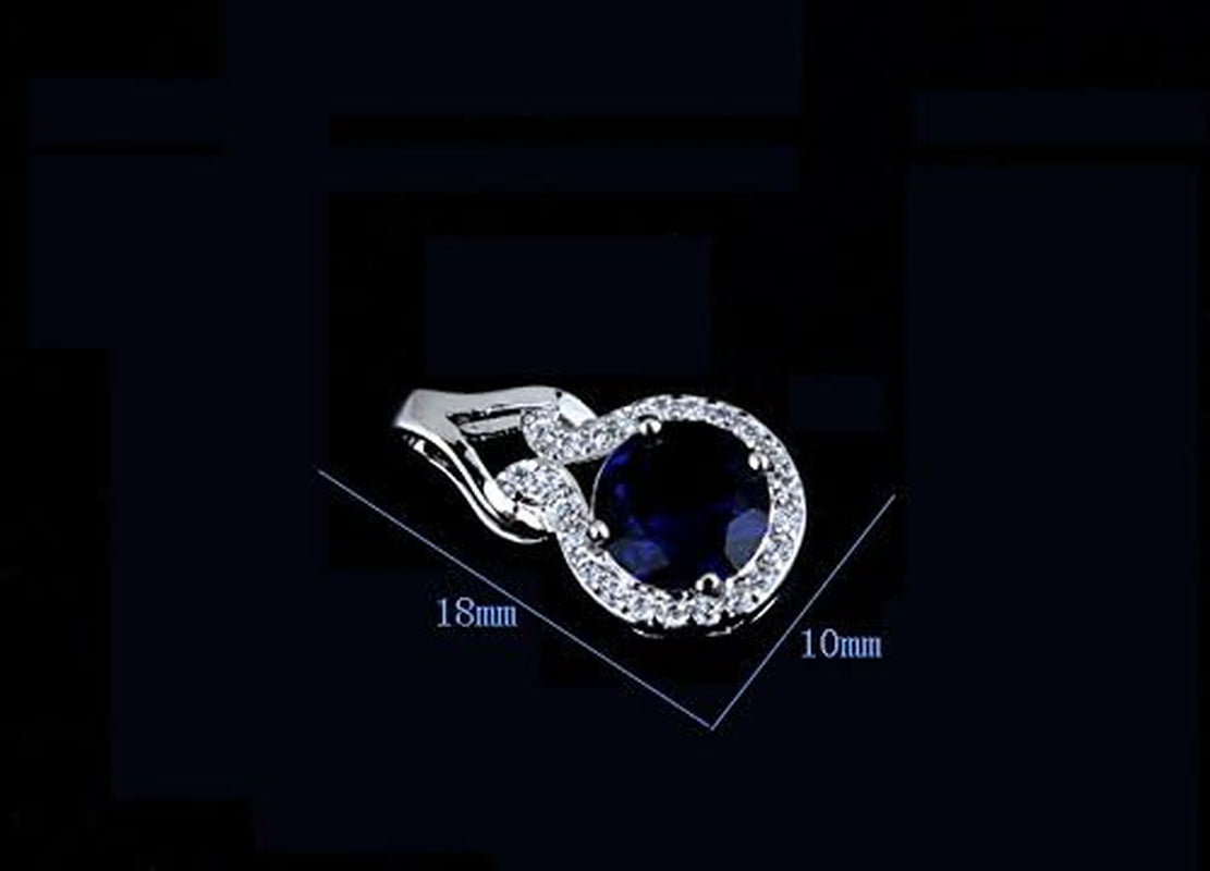 round Zirconia Crystals Set Pendant Necklace Earrings 18K White Gold Plated for Women