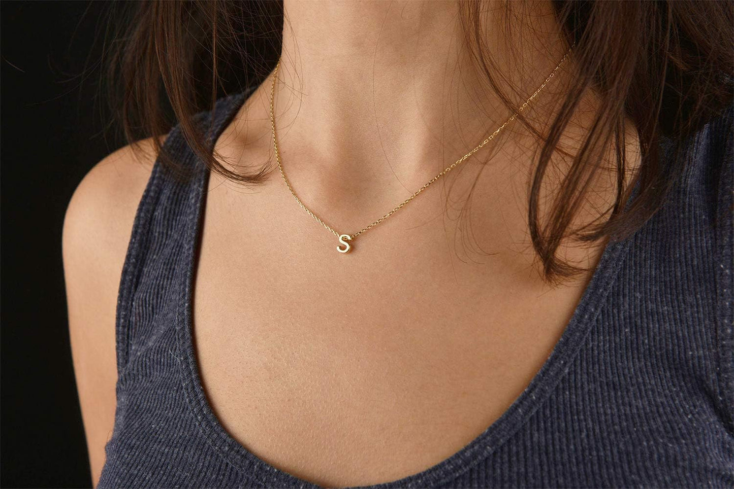 Tiny Initial Necklace 18K Gold Plated Small Letter Necklace Personalized Name Necklace for Women