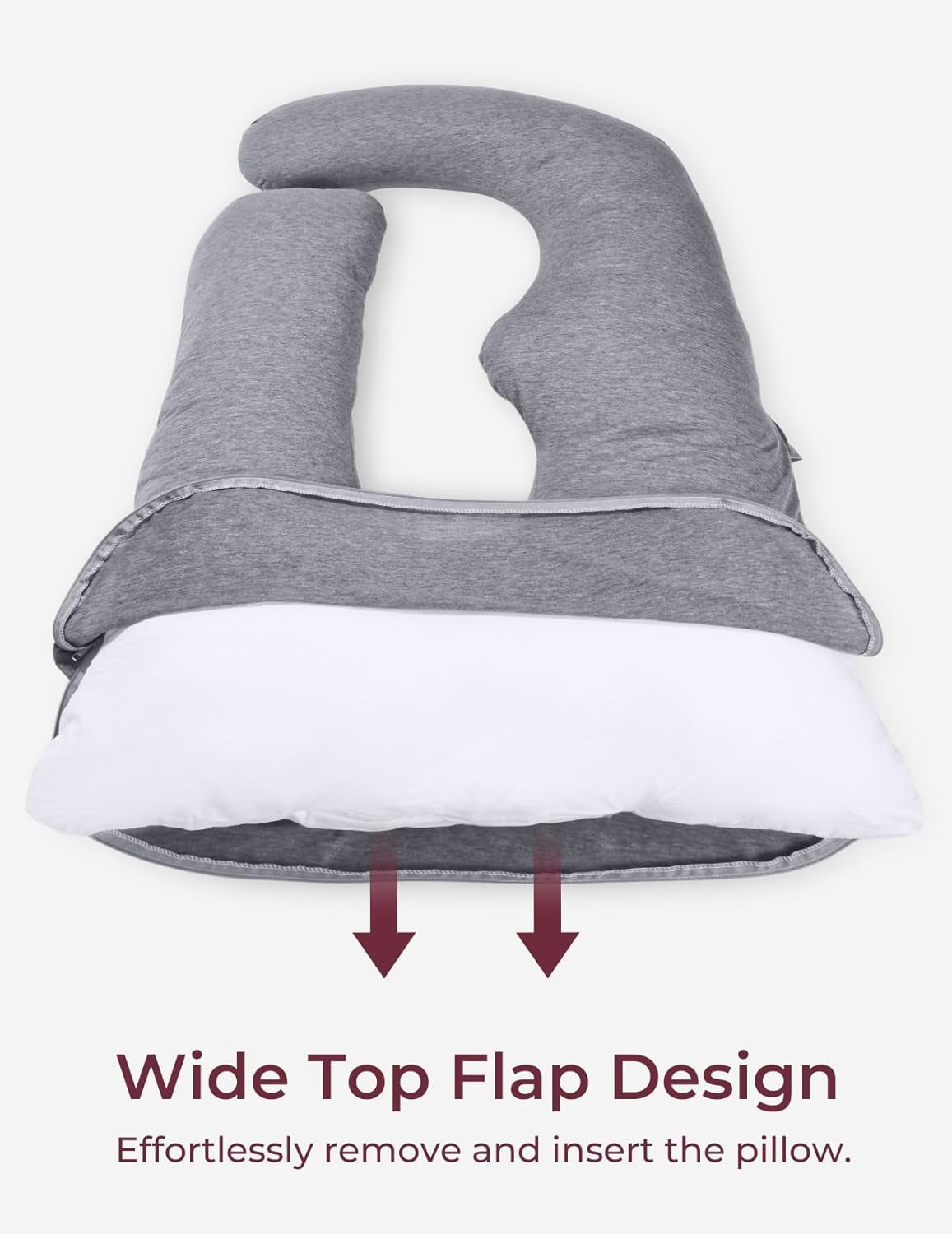 Pregnancy Pillow Cover U Shaped, 57-Inch Large Pregnancy Body Pillowcase Removable, Soft & Machine Washable Replacement Cover Fits Most 55/57 Inch