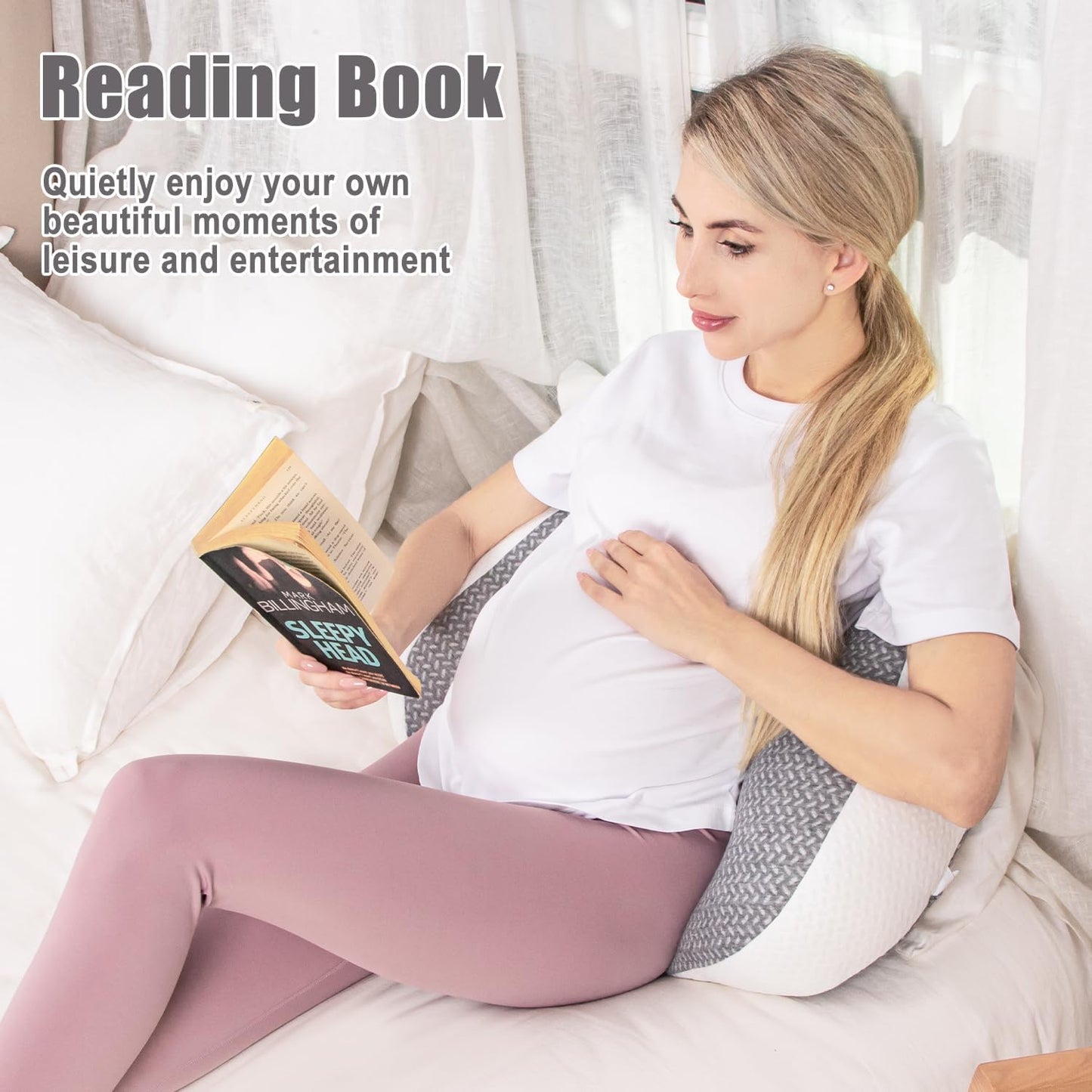 Pregnancy Pillow, Maternity Pillow for Pregnant Women, Pregnancy Pillows for Sleeping Portable, Pregnancy Wedge Pillow, Body Pillow Support for Back, Belly, Waist, Grey