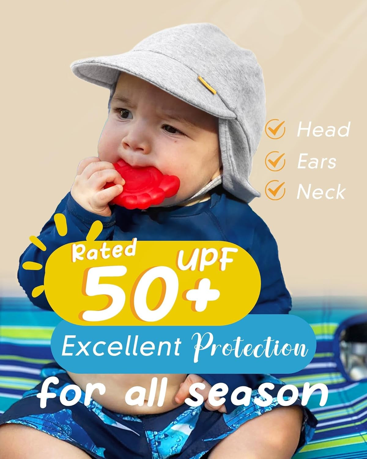 Baby Sun Hat UPF 50+ UV Ray Sun Protection Cotton Toddler Hats for Boys Girls