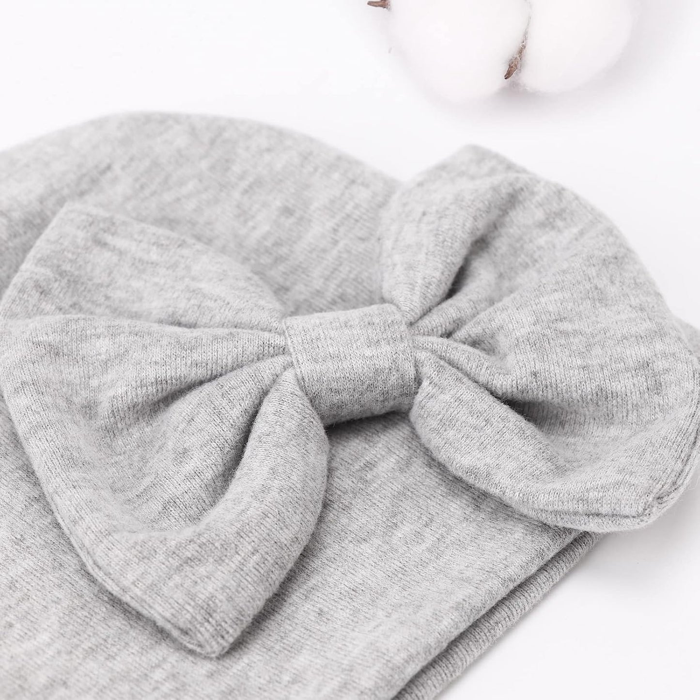 BQUBO Newborn Baby Girls Hats Mittens Set Hospital Hat Beanie Infant Bow Hats Baby Cotton Gloves for 0-6 Months