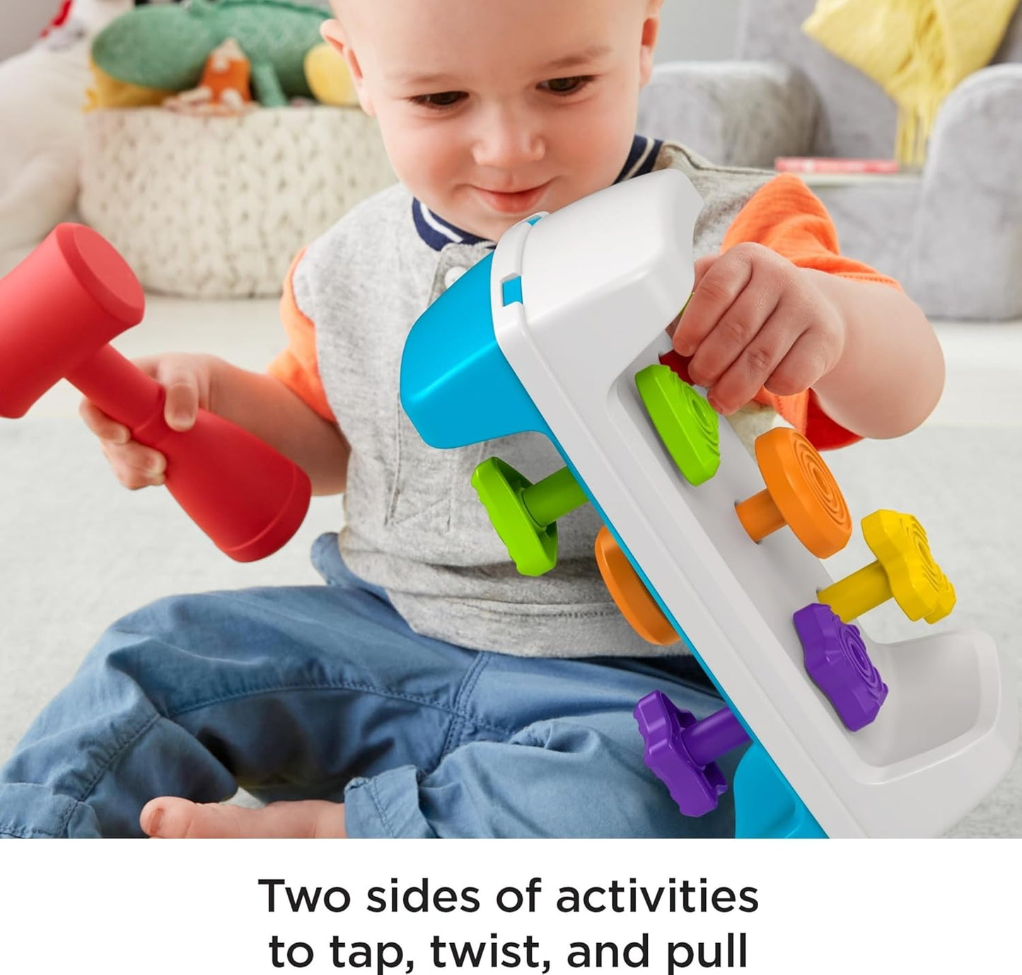 Toddler Toy Tap & Turn Bench Pretend Tools 2-Sided Construction Set for Ages 1+ Years