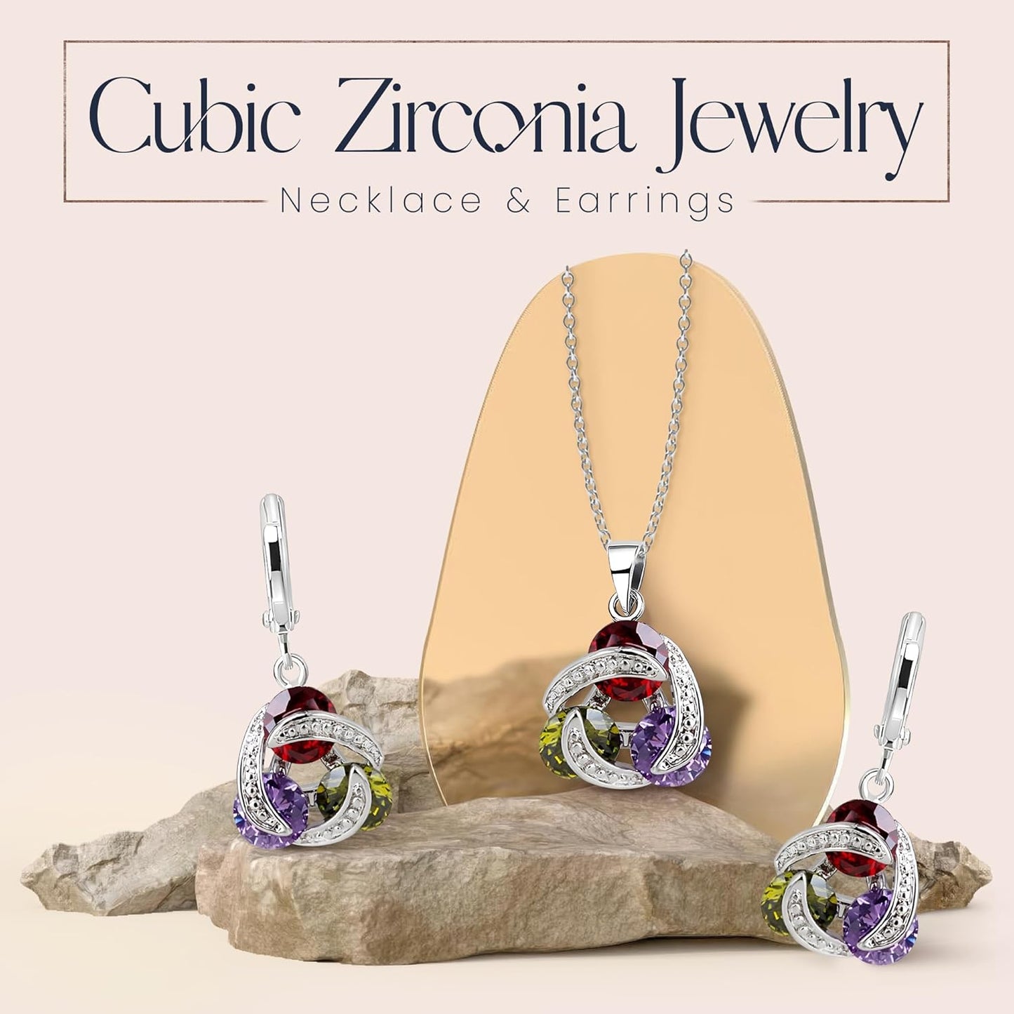 Jewelry Sets for Women Wedding Bridal Jewelry Set with Necklace and Earring for Bride Cubic Zirconia Bridesmaid Jewelry
