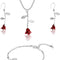 18K Gold Plated Jewelry Set Rose Necklace Bracelet Earrings Red Rose Flower Pendant for Christmas Gift Women