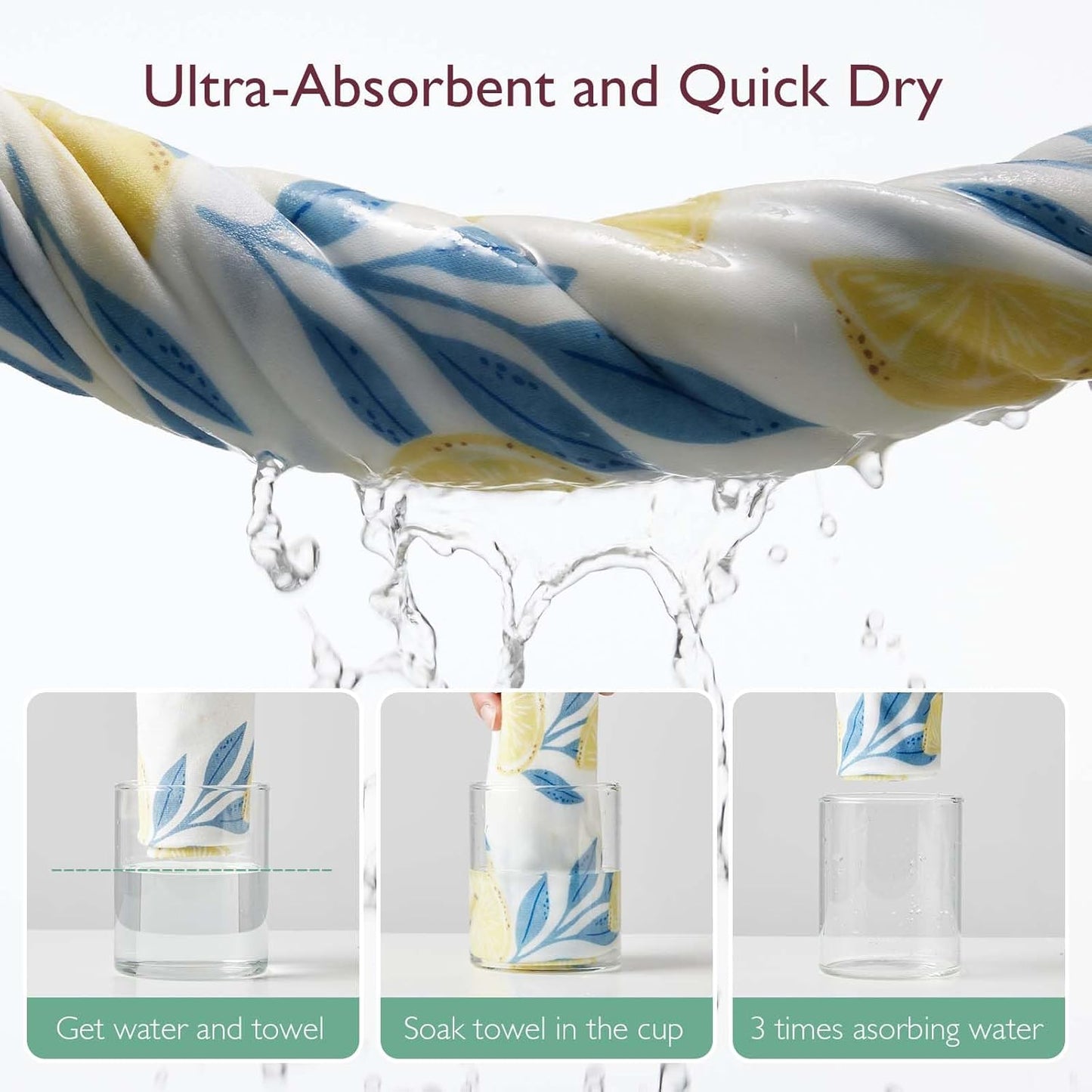 Baby Hooded Towel, 2 Pack Baby Towel Set, Super Soft Bath Towel with Original Design, Shower Gifts for Infant, Toddler (28 X 28 Inch, Lemon Leaves)