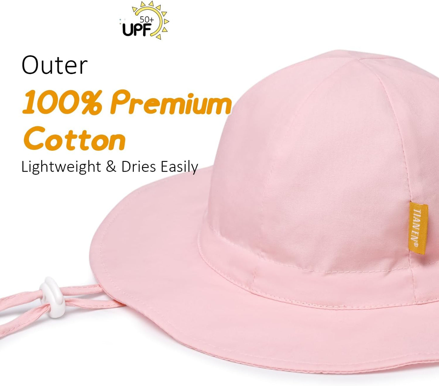 Baby Girl Sun Hat with UPF 50+ Outdoor Adjustable Toddler Beach Hat with Wide Brim Bucket Hats for Kids