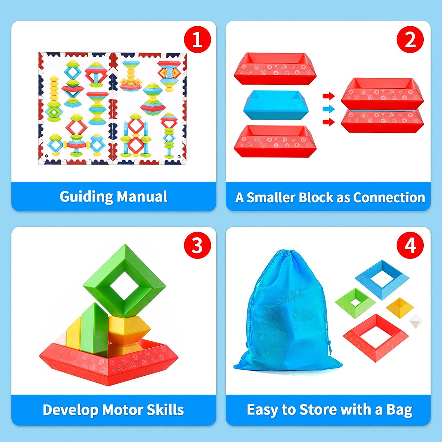 Montessori Toys for 1 2 3 4 5 Year Old Boys Girls Toddlers Preschool Learning Activities 30Pcs Building Blocks Stacking Educational Toys STEM Sensory Toys Gifts for Kids Age 1-2 2-4
