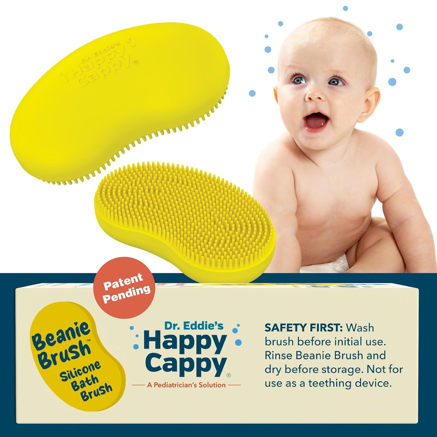 Beanie Brush - Cradle Cap Brush for Babies, Dry Skin Care, Gentle Exfoliating Baby Scalp Scrubber for Bathing, Helps Dandruff and Flakes, Food Grade Silicone, BPA Free