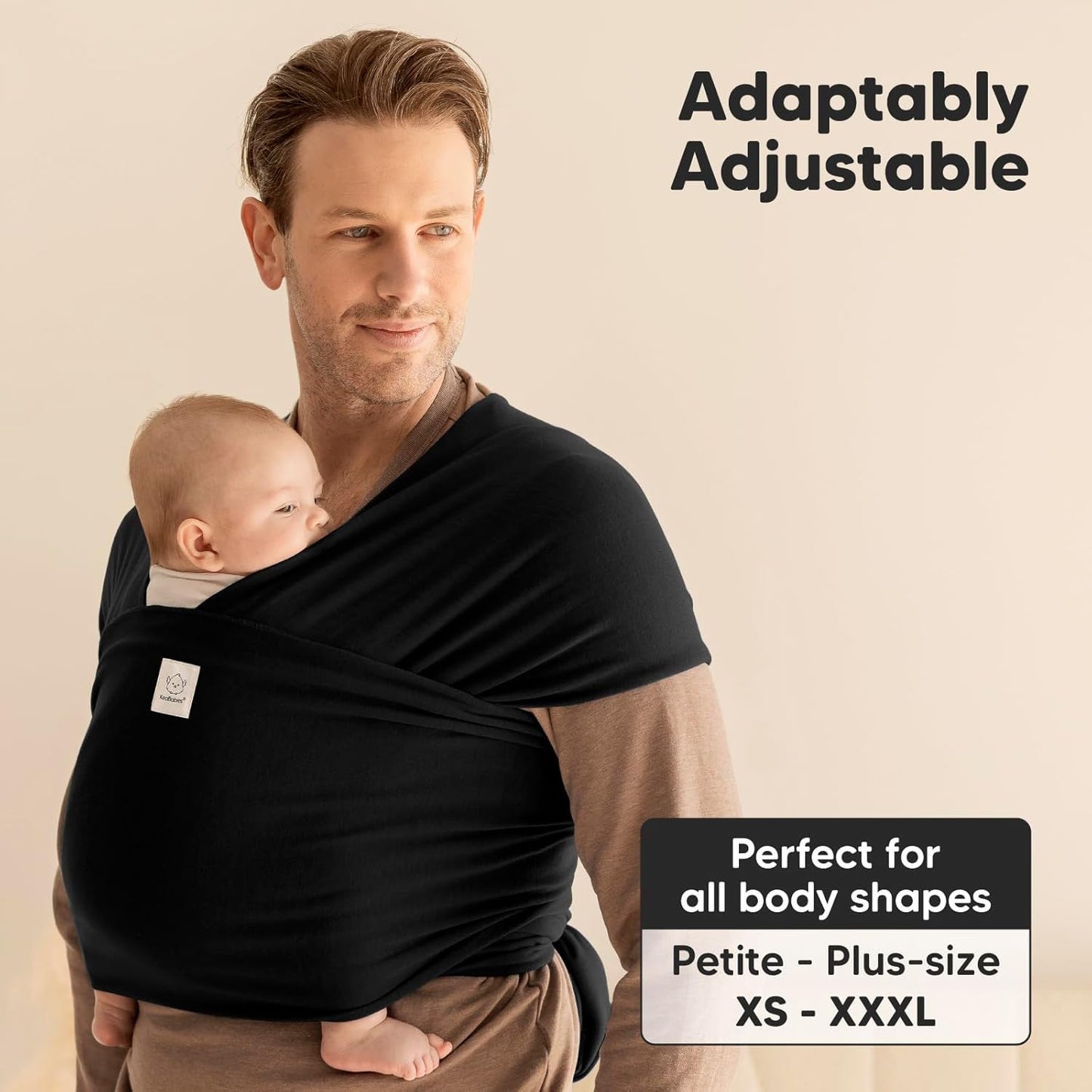 Baby Wrap Carrier - All in 1 Original Baby Carrier Newborn to Toddler Sling, Easy to Wear, Hands Free Bonding, Lightweight, Breathable Infant Wraps (Trendy Black)