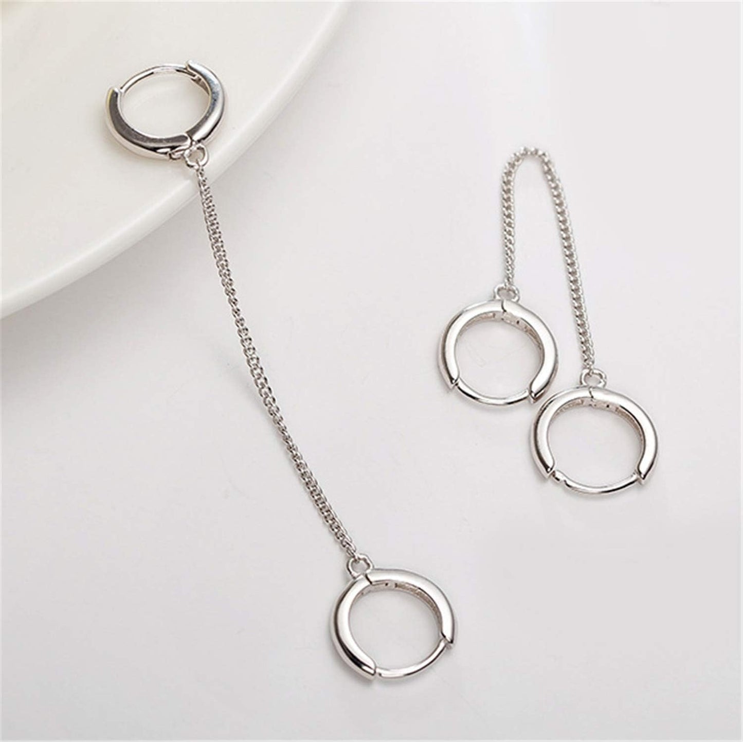 Unique Small Silver Chain Handcuff Hoop Earrings Double Piercing Dangle Drop Cartilage Earrings Chic Chain Huggie Hoop Earrings for Men Women Statement Jewelry Gifts