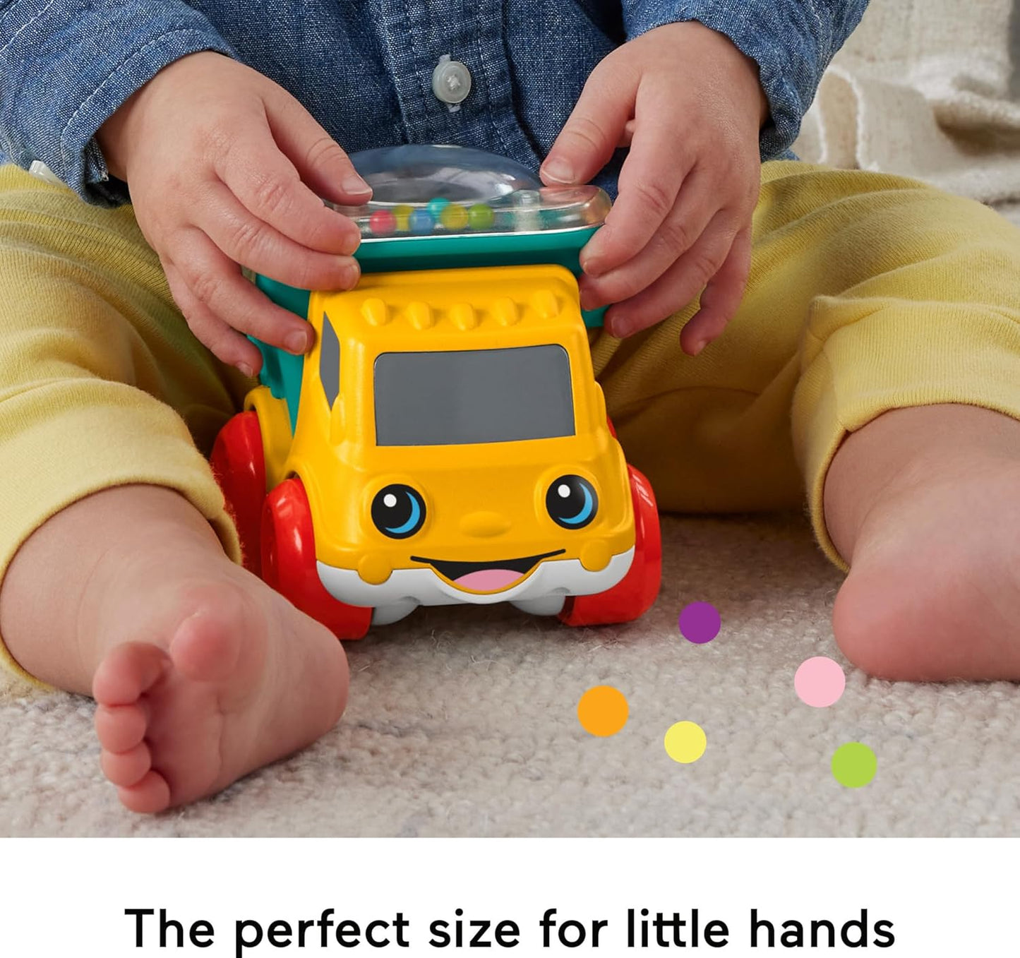 Baby Toy Poppity Pop Dump Truck Push-Along Vehicle with Fine Motor Activities for Infants Ages 6+ Months