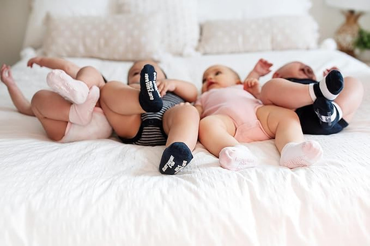 Unisex Baby Socks Ankle or Crew Height Made with Soft Organic Cotton, 6 Packs with Non-Slip Grips for Babies