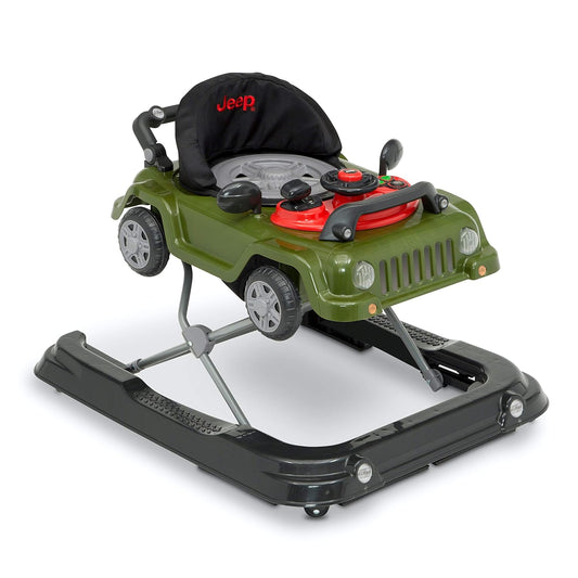 Jeep Classic Wrangler 3-In-1 Grow with Me Activity Walker - Features Music, Lights, Removable Play Tray, Push Walker Mode, Converts into Rolling Car Toy, Anniversary Green