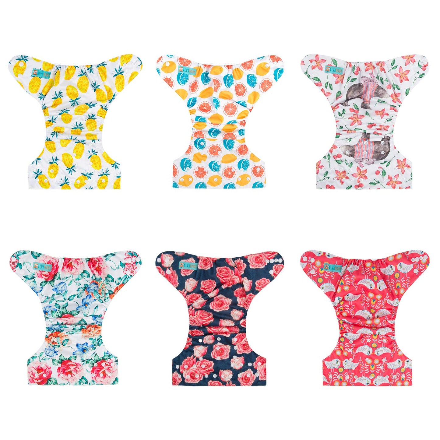 BABY 6 Pack Cloth Diaper with 12 Inserts One Size Adjustable Washable Reusable Diaper Cover for Baby Girls and Boys