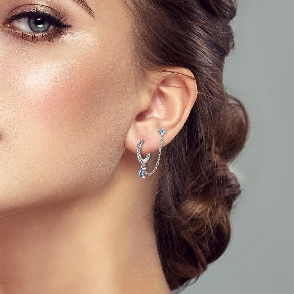 925 Sterling Silver Post Stud Earring Dangle CZ Flat Back Earrings for Women Cubic Zirconia Cartilage Hypoallergenic Cute Small Helix Piercing Earrings Jewelry