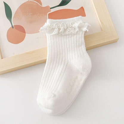 BQUBO Baby Girls Toddler anti Slip Socks - Cute Frilly Ruffle Grip Ankle Socks for Infant Toddler
