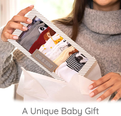 Baby Sock Gift Set - 7 Unique Pairs, Cute & Funny Unisex Newborn Gifts for Baby Showers & Registries