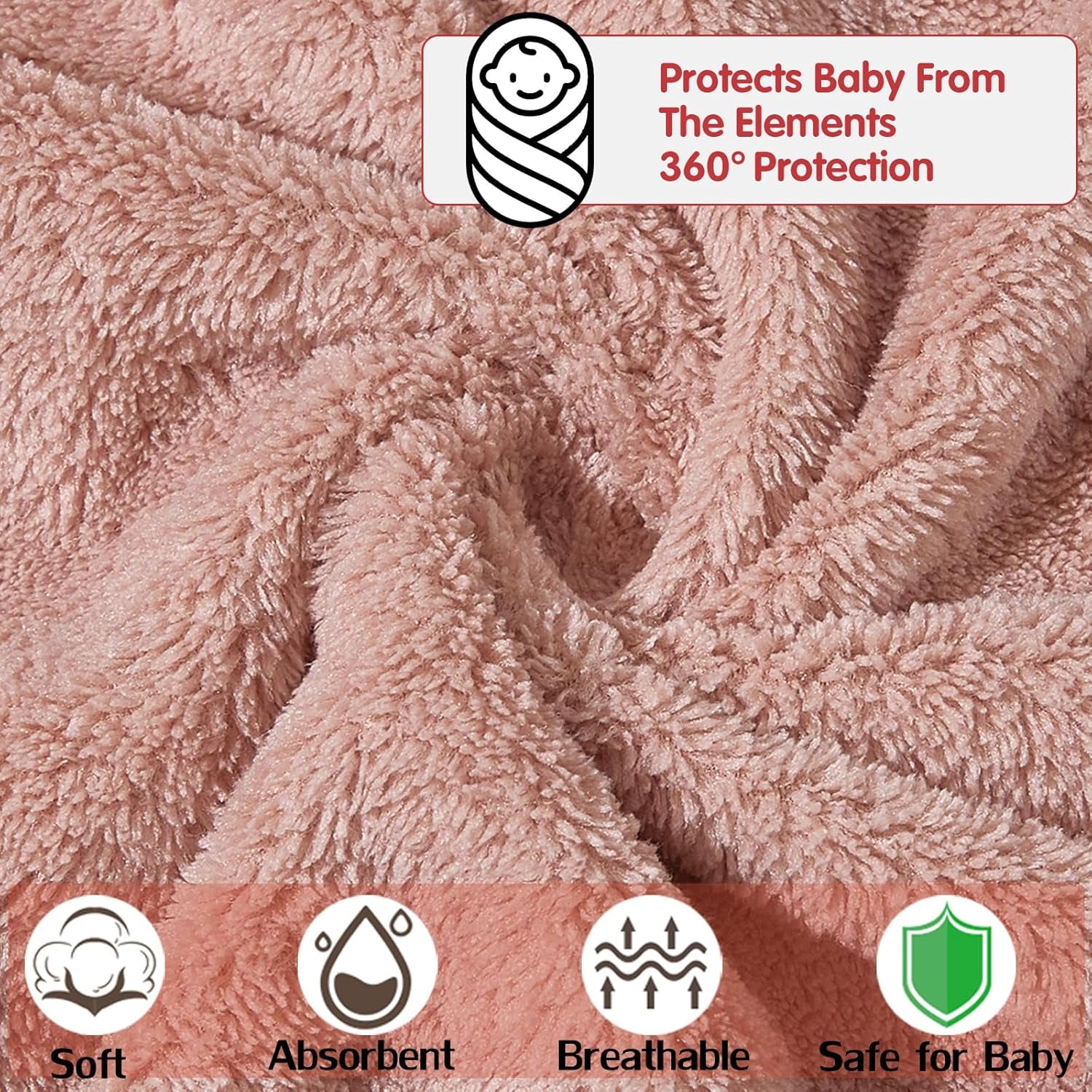 6Pack Hooded Baby Towels, Premium Ultra Soft Absorbent Coral Fleece Baby Bath Towel for Newborns, Toddlers, and Kids, 32X32 in Natural Baby Stuff Towel with Hood for Boy and Girl