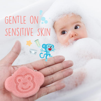 [9 Pack] Konjac Baby Bath Sponge Set for Sensitive Skin - for Safe and Natural Infant Bath Time - Baby Sponge for Bathing with String for Hanging & Extra Grip - Newborn Bath Sponge Set