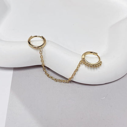 Tassel Chain Hoop Earrings 14K Gold Plated Double Piercing Earring Dainty Small Huggie Hoop Minimalist Cuff Threader Dangle Drop Crystal Climber Crawler Wrap Earrings for Women Jewelry Gift