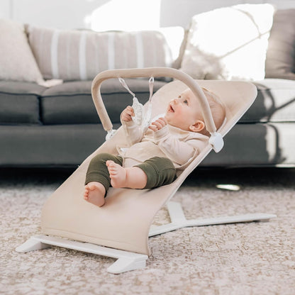 Alpine Deluxe Portable Bouncer for Infants (0-6 Months) - Made with 100% GOTS Certified Organic Cotton in Oat Color
