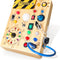 Busy Board,Montessori Toys for 1-3 Years Old, Wooden Toddler Toys, Sensory Travel Toys, Ideal Gift for 1+ Year Old Boys (Busy Board plus V2), Medium, Yellow