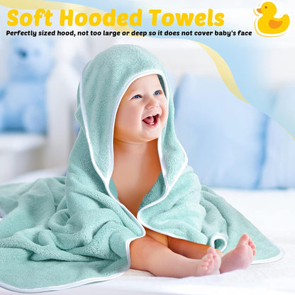 6 Pack Baby Bath Towel, Coral Fleece Soft Absorbent Hooded Towel for Newborns, Toddlers, and Kids, 30 X 30 Inch