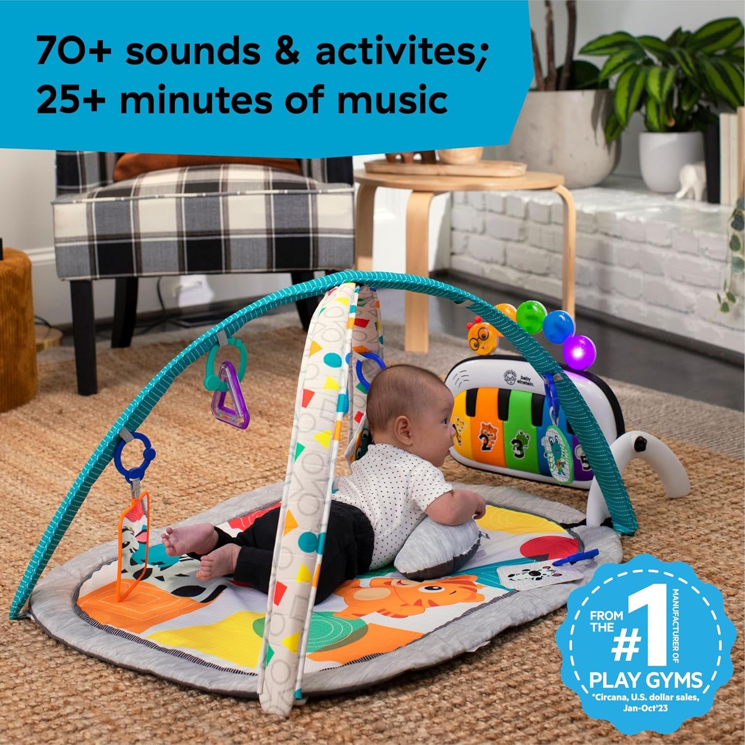4-In-1 Kickin' Tunes Music and Language Play Gym and Piano Tummy Time Activity Mat