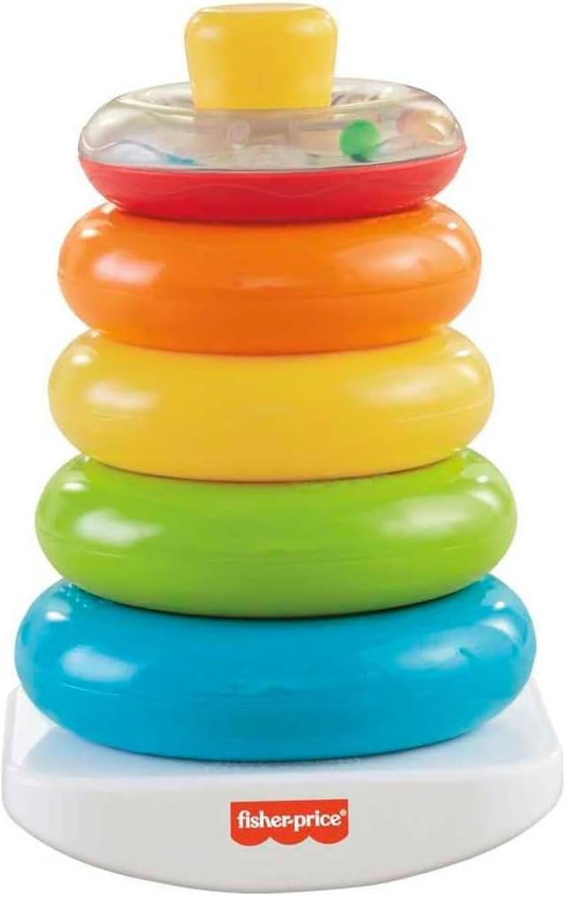 Infant Toy Set, Baby’S First Blocks (10 Shapes) and Rock-A-Stack Ring Stacking Activity for Ages 6+ Months​