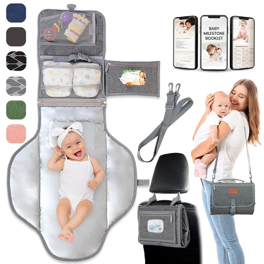 Portable Changing Pad for Baby – Soft, Comfortable Portable Diaper Changing Pad with Wipes Pockets – Waterproof, Easy-Clean Travel Baby Changing Pad, Newborn Essentials Must Haves Baby Registry Search