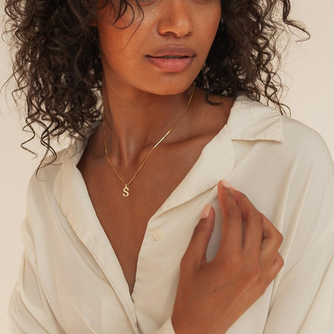 Gold/Silver Initial Necklaces for Women 14K Gold Plated Dainty Letter Necklace Tiny Silver Initial Pendant Name Necklace A-Z Personalized Gift Trendy Jewelry