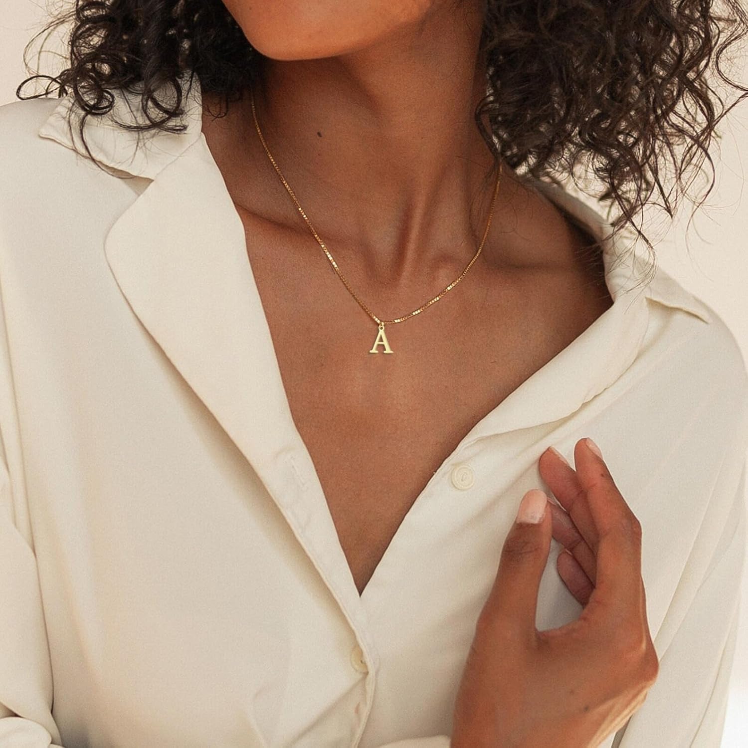 Gold/Silver Initial Necklaces for Women 14K Gold Plated Dainty Letter Necklace Tiny Silver Initial Pendant Name Necklace A-Z Personalized Gift Trendy Jewelry