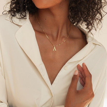 Gold/Silver Initial Necklaces for Women 14K Gold Plated Dainty Letter Necklace Tiny Silver Initial Pendant Name Necklace A-Z Personalized Gift Trendy Jewelry