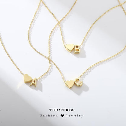 Mothers Day Gifts for Mom Women Teen Girls - 18K Gold Plated Heart Initial A-Z Necklace Dainty Heart Necklaces Tiny Initial Necklaces Birthday Gifts for Women Jewelry