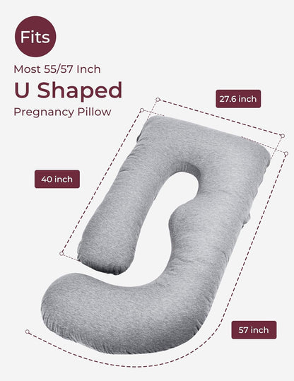 Pregnancy Pillow Cover U Shaped, 57-Inch Large Pregnancy Body Pillowcase Removable, Soft & Machine Washable Replacement Cover Fits Most 55/57 Inch