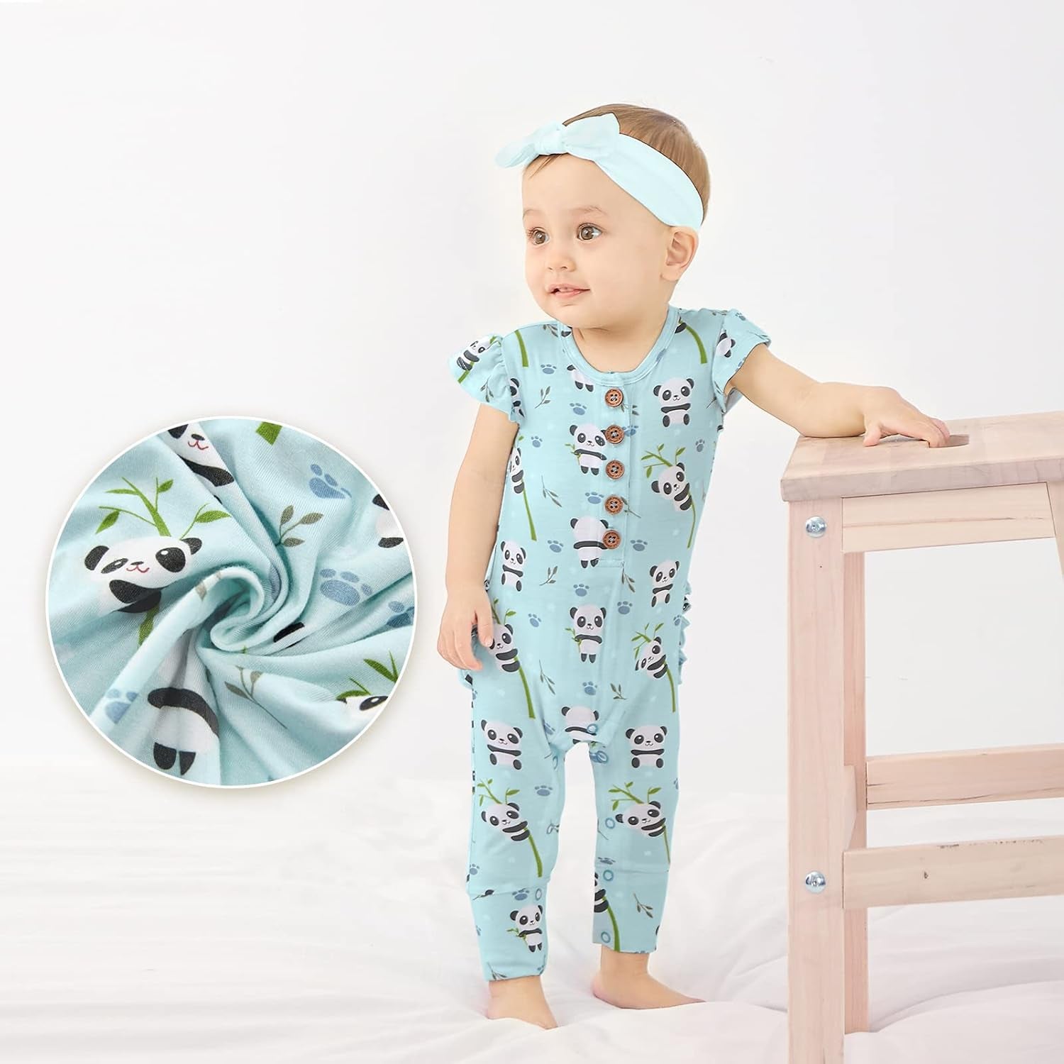 Baby Newborn Ruffled Cap Sleeve Button Snap One-Piece Baby Clothes Ffootless Ultra Soft Rompers 0-36 Months