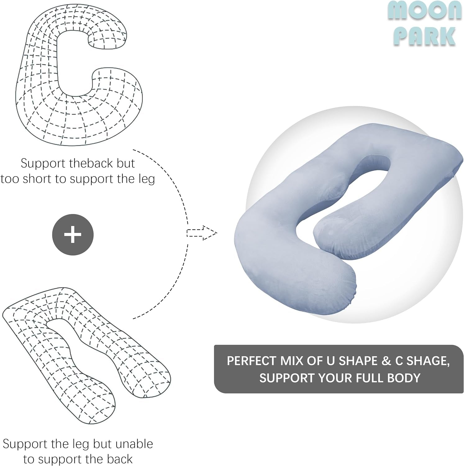 Pregnancy Pillows for Sleeping - U Shaped Full Body Maternity Pillow with Removable Cover - Support for Back, Legs, Belly, HIPS - 57 Inch Pregnancy Pillow for Women - Grey