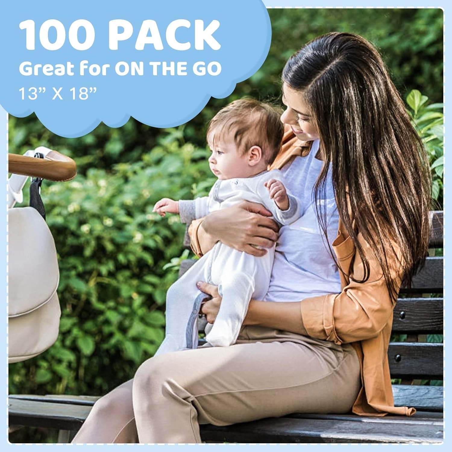 Baby Disposable Changing Pads 100 Count Incontinence Underpad Diaper Changing Liners Quick Absorb Soft Breathable Waterproof Leak Proof 13X18In