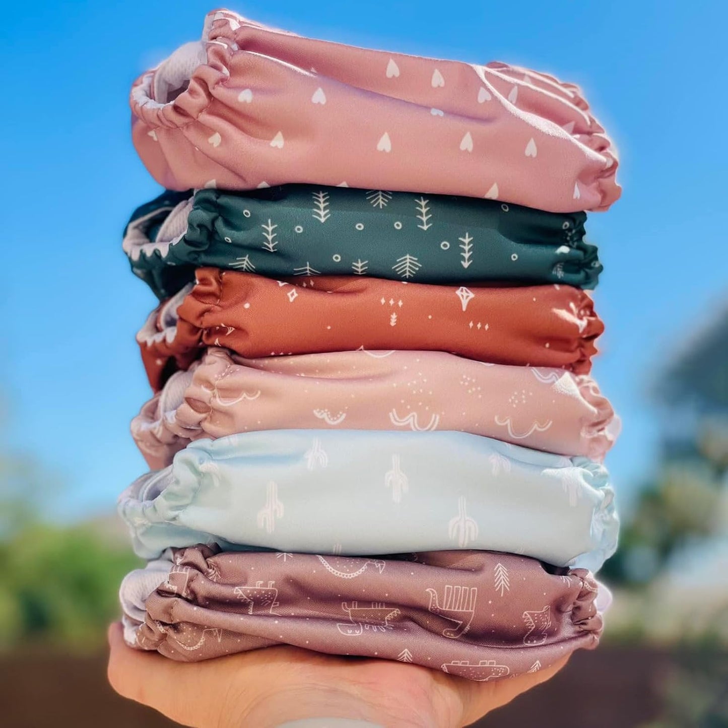 3.0 Pocket Cloth Diapers for Babies with AWJ Lining, 6 Pack with 6 4-Layer Natural Cloth Diaper Inserts - Reusable and Washable Pocket Diapers(Simply Neutrals)