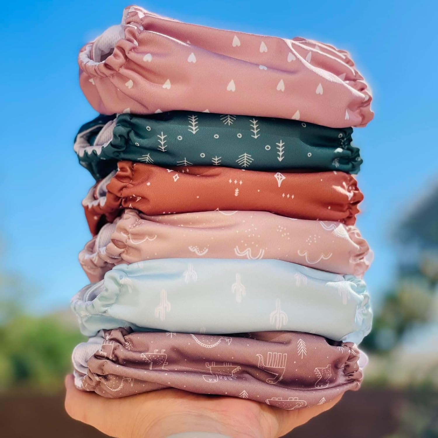 3.0 Pocket Cloth Diapers for Babies with AWJ Lining, 6 Pack with 6 4-Layer Natural Cloth Diaper Inserts - Reusable and Washable Pocket Diapers(Simply Neutrals)