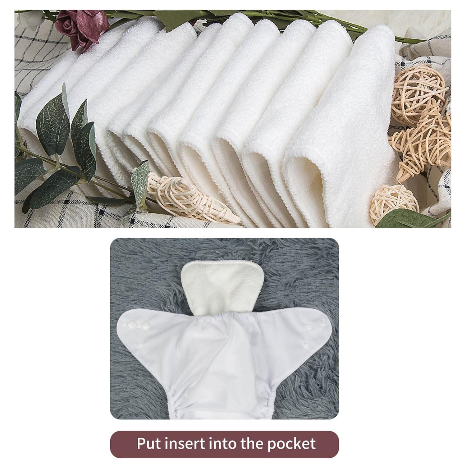 BABY 6 Pack Cloth Diaper with 12 Inserts One Size Adjustable Washable Reusable Diaper Cover for Baby Girls and Boys