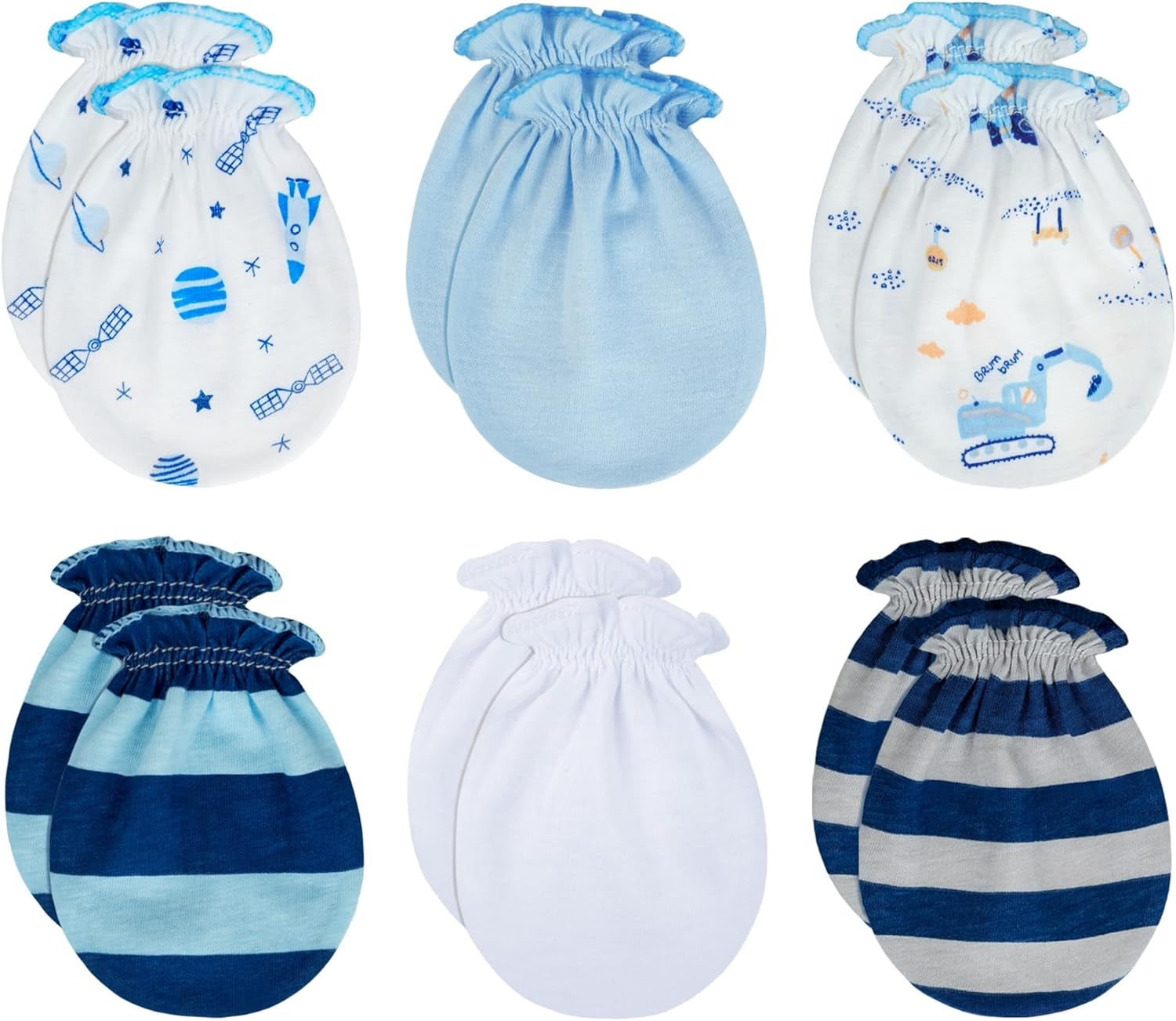 No Scratch Mittens and Caps 100% Cotton for Newborn Baby 0-6 Months Boys Girls