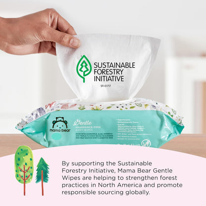 Amazon Brand -  Gentle Fragrance Free Baby Wipes, Hypoallergenic, Sensitive Skin, Unscented, 800 Count (8 Packs of 100)