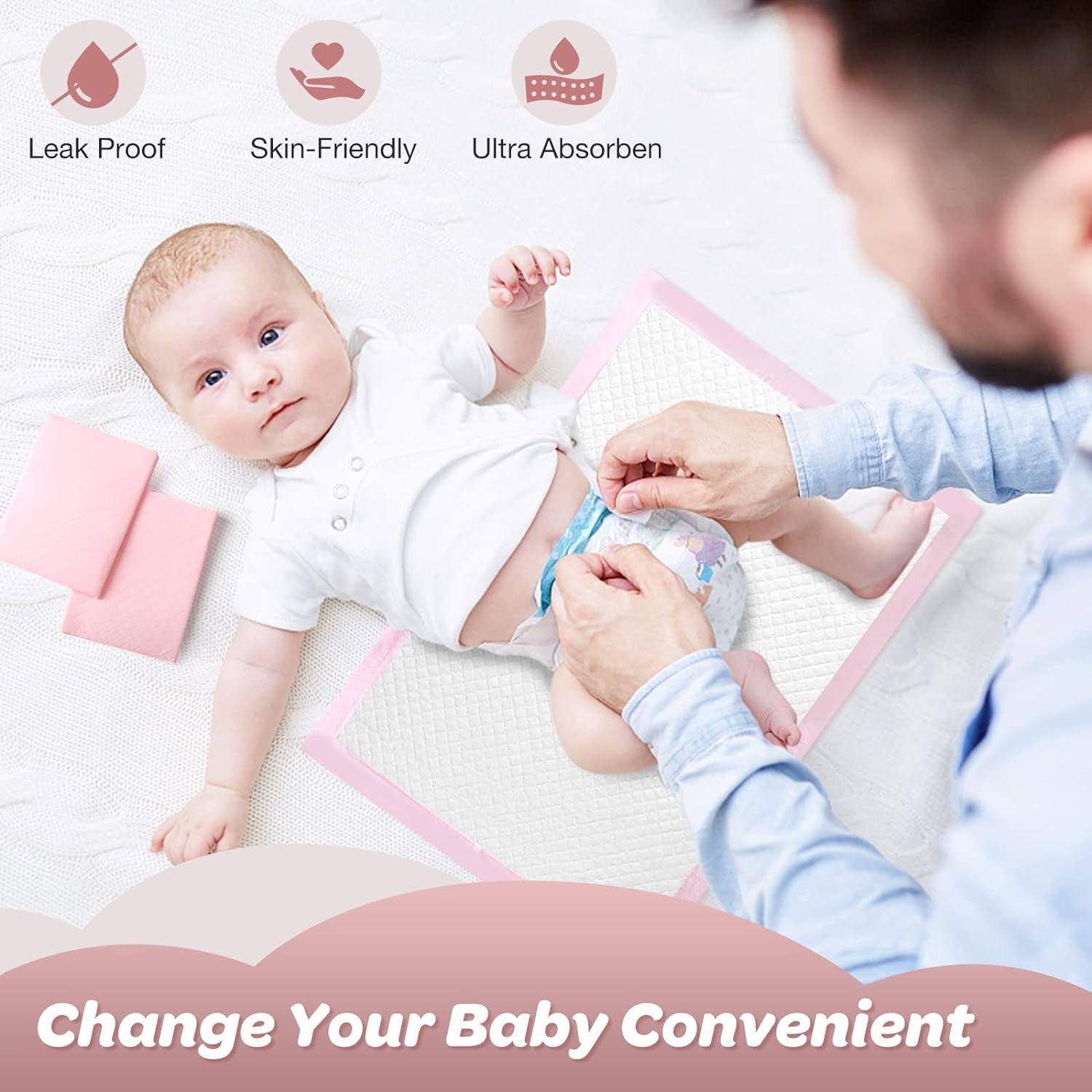 Disposable Changing Pad Liners Pack of 100 Baby Incontinence Changing Pads Diaper Underpads Ultra Soft Super Absorbent Waterproof Mat 13 X18 In