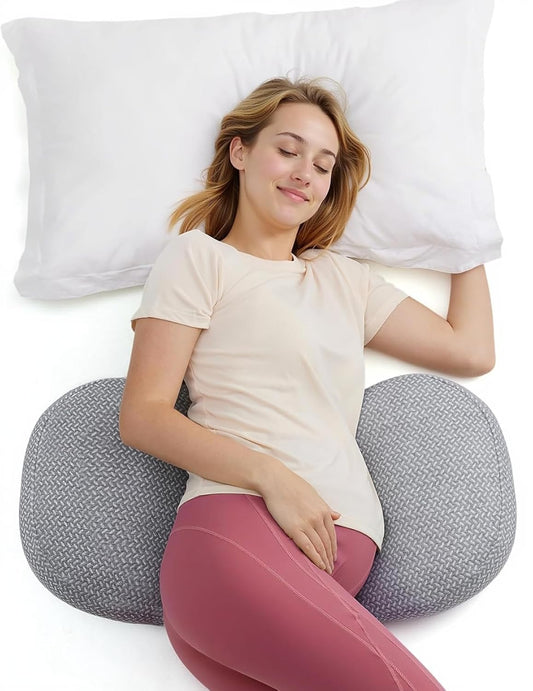 Portable Pregnancy Pillow – W Shaped Maternity Support for Side Sleepers, Adjustable Travel Wedge Pillow for Back, Belly, and Hip Relief, Ideal for Pregnant Women, Deep Grey