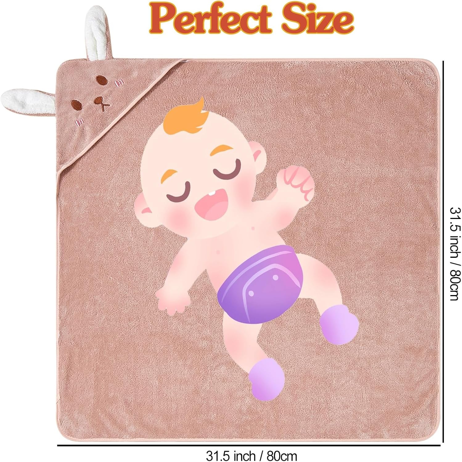 6Pack Hooded Baby Towels, Premium Ultra Soft Absorbent Coral Fleece Baby Bath Towel for Newborns, Toddlers, and Kids, 32X32 in Natural Baby Stuff Towel with Hood for Boy and Girl